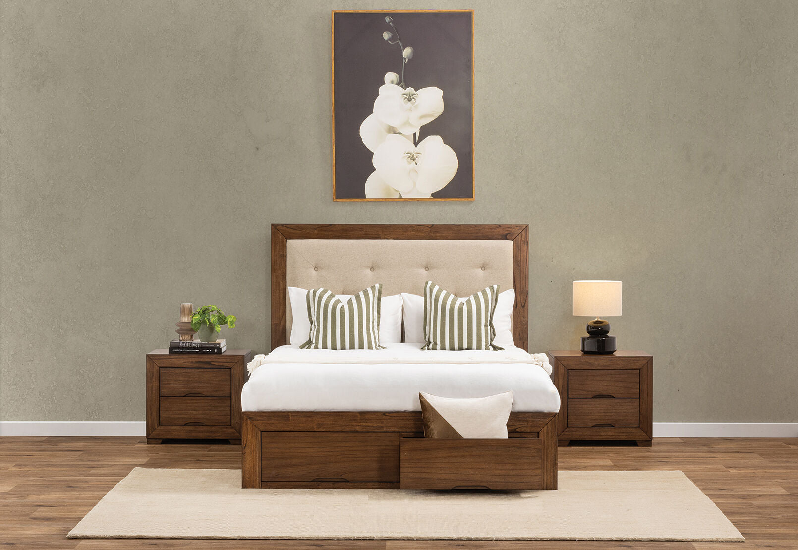 BOGOTA 2 DRAWER KING BED DARK WALNUT
