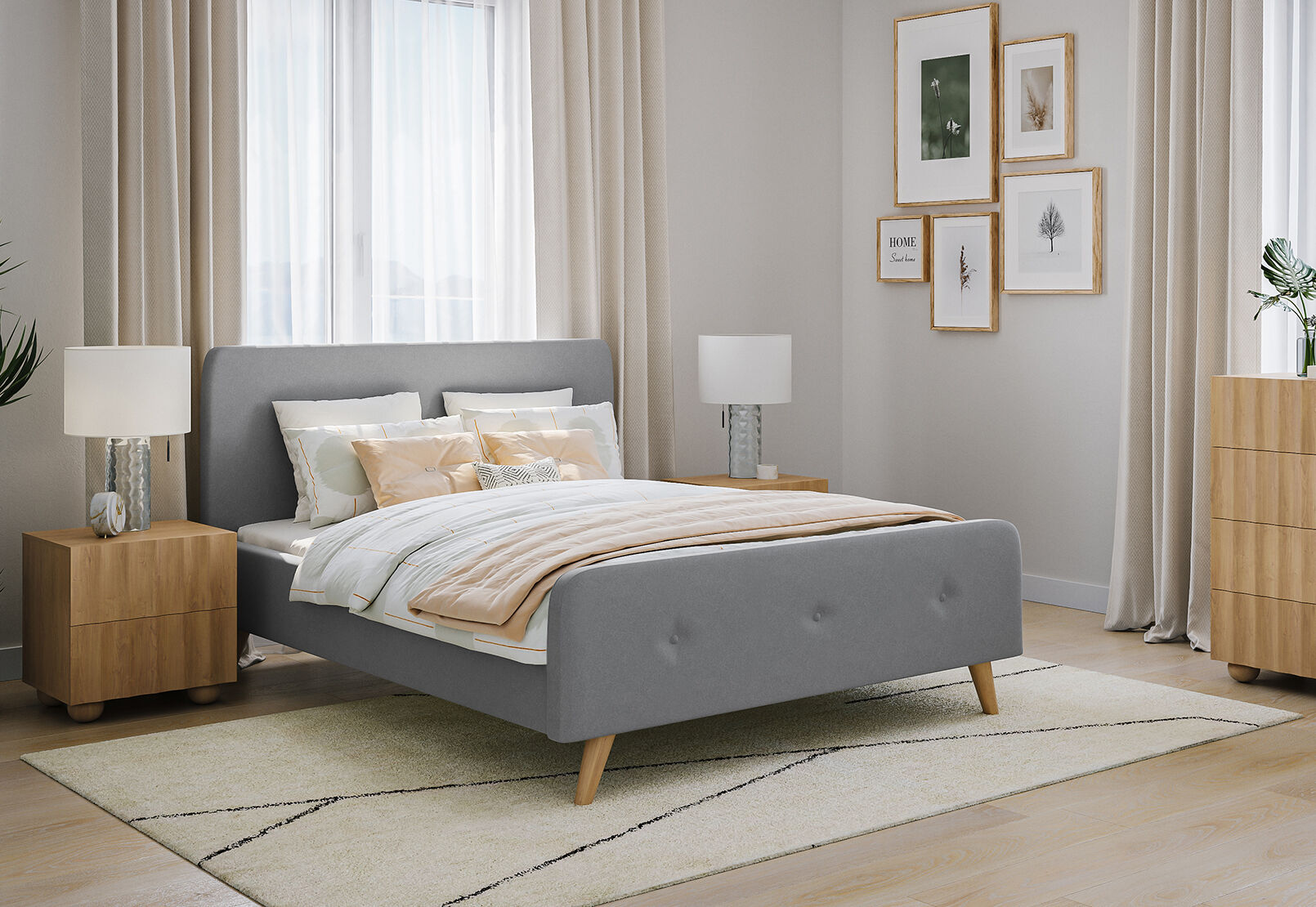 RAINEY QUEEN BED GREY