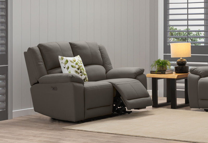 RODDICK FABRIC 2 SEATER WITH ELECTRIC RECLINERS STEEL