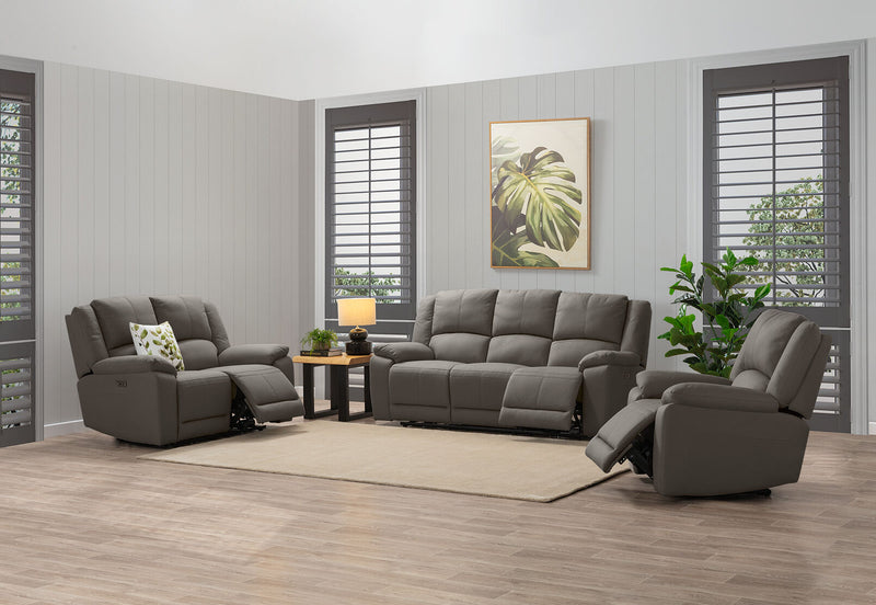 RODDICK FABRIC 2 SEATER WITH ELECTRIC RECLINERS STEEL