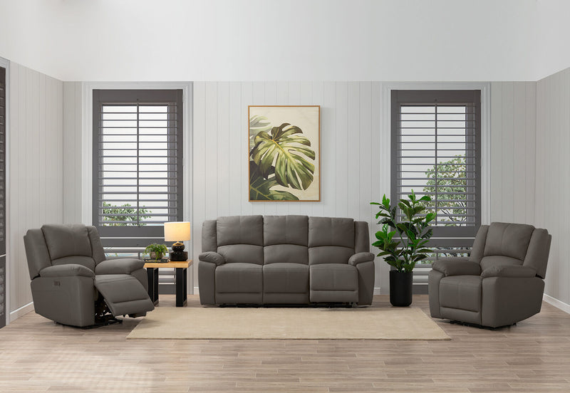 RODDICK FABRIC 3 SEATER WITH ELECTRIC RECLINERS STEEL