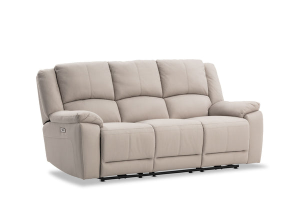 RODDICK FABRIC 3 SEATER WITH ELECTRIC RECLINERS LIGHT GREY