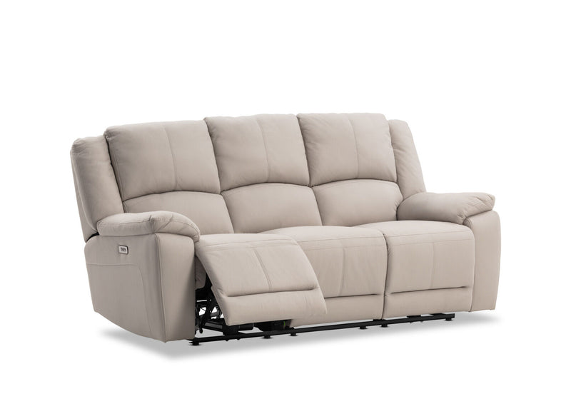 RODDICK FABRIC 3 SEATER WITH ELECTRIC RECLINERS LIGHT GREY