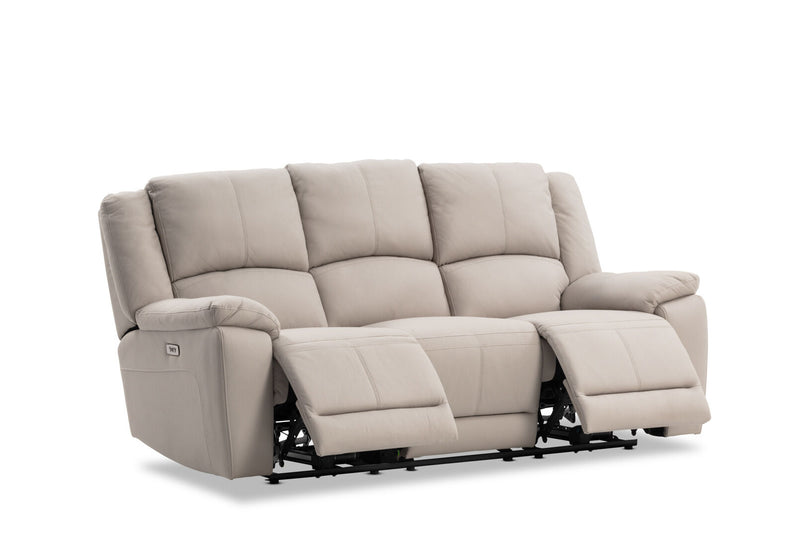 RODDICK FABRIC 3 SEATER WITH ELECTRIC RECLINERS LIGHT GREY