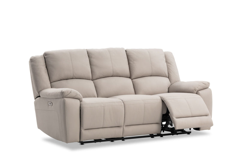 RODDICK FABRIC 3 SEATER WITH ELECTRIC RECLINERS LIGHT GREY