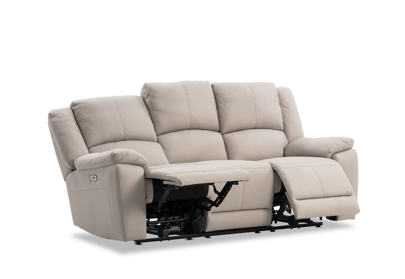 RODDICK FABRIC 3 SEATER WITH ELECTRIC RECLINERS LIGHT GREY