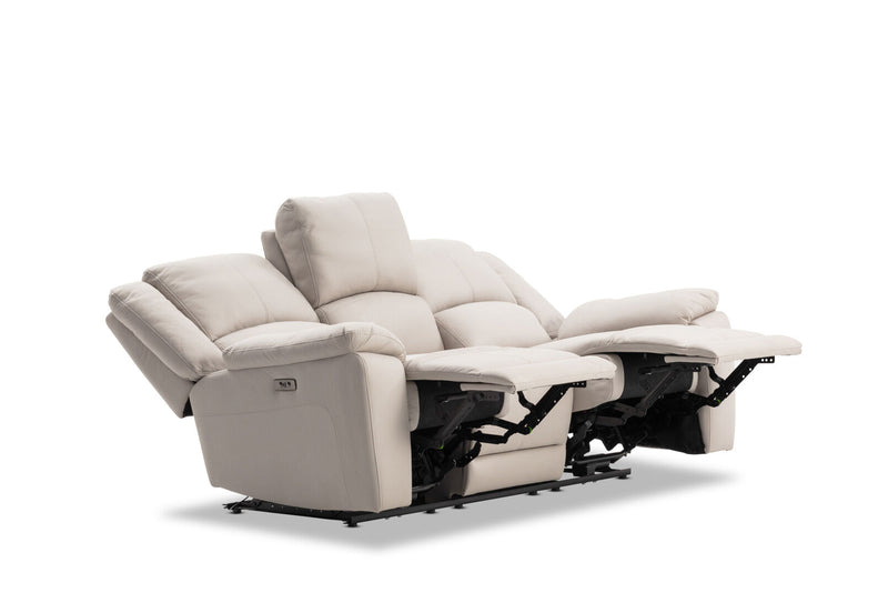 RODDICK FABRIC 3 SEATER WITH ELECTRIC RECLINERS LIGHT GREY