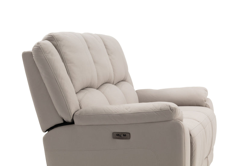 RODDICK FABRIC 3 SEATER WITH ELECTRIC RECLINERS LIGHT GREY