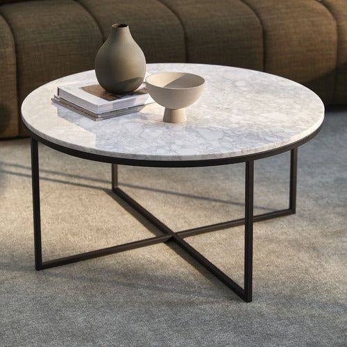 80CM WHITE SERENA ITALIAN CARRARA MARBLE COFFEE TABLE