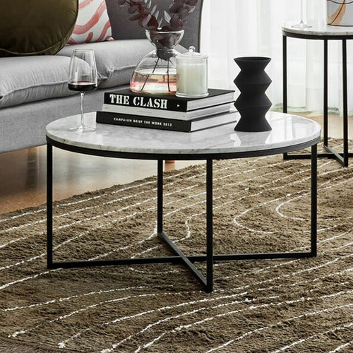 80CM WHITE SERENA ITALIAN CARRARA MARBLE COFFEE TABLE