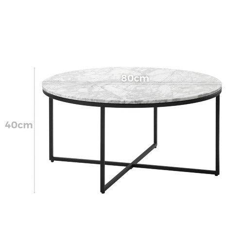80CM WHITE SERENA ITALIAN CARRARA MARBLE COFFEE TABLE