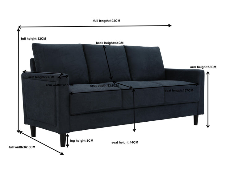 PECK 3 SEAT SOFA CHARCOAL