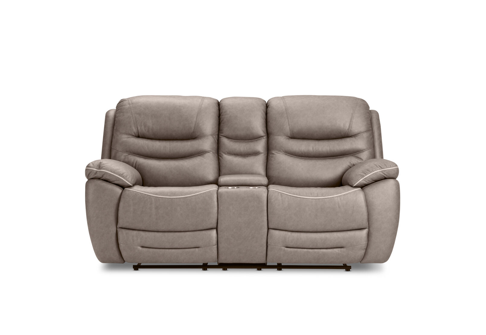 FEDERER FABRIC 2 SEATER WITH INBUILT RECLINERS AND CONSOLE GREY