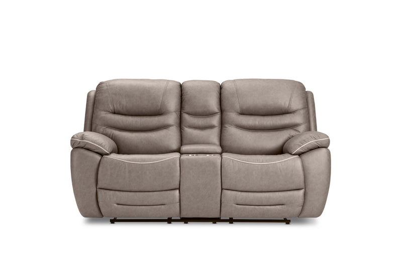 FEDERER FABRIC 2 SEATER WITH INBUILT RECLINERS AND CONSOLE GREY