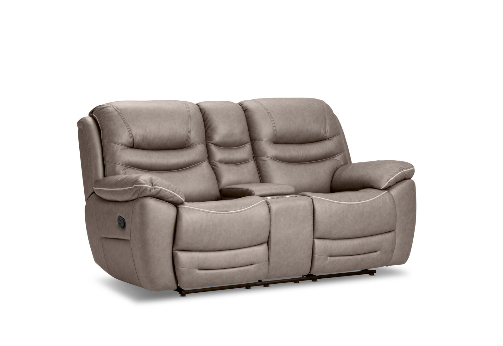 FEDERER FABRIC 2 SEATER WITH INBUILT RECLINERS AND CONSOLE GREY