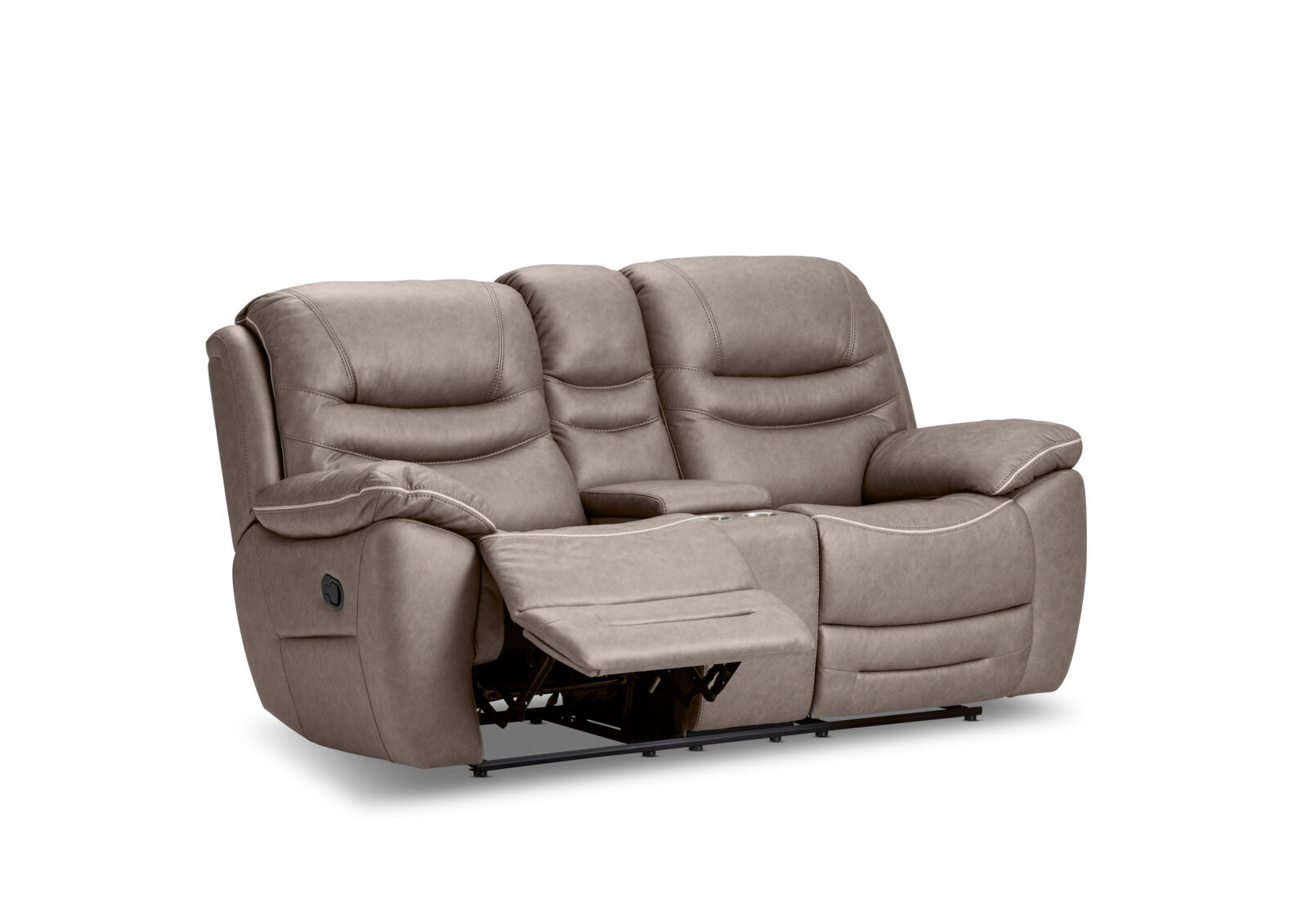 FEDERER FABRIC 2 SEATER WITH INBUILT RECLINERS AND CONSOLE GREY