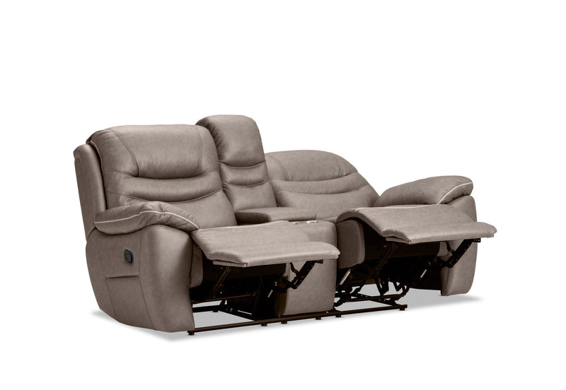 FEDERER FABRIC 2 SEATER WITH INBUILT RECLINERS AND CONSOLE GREY