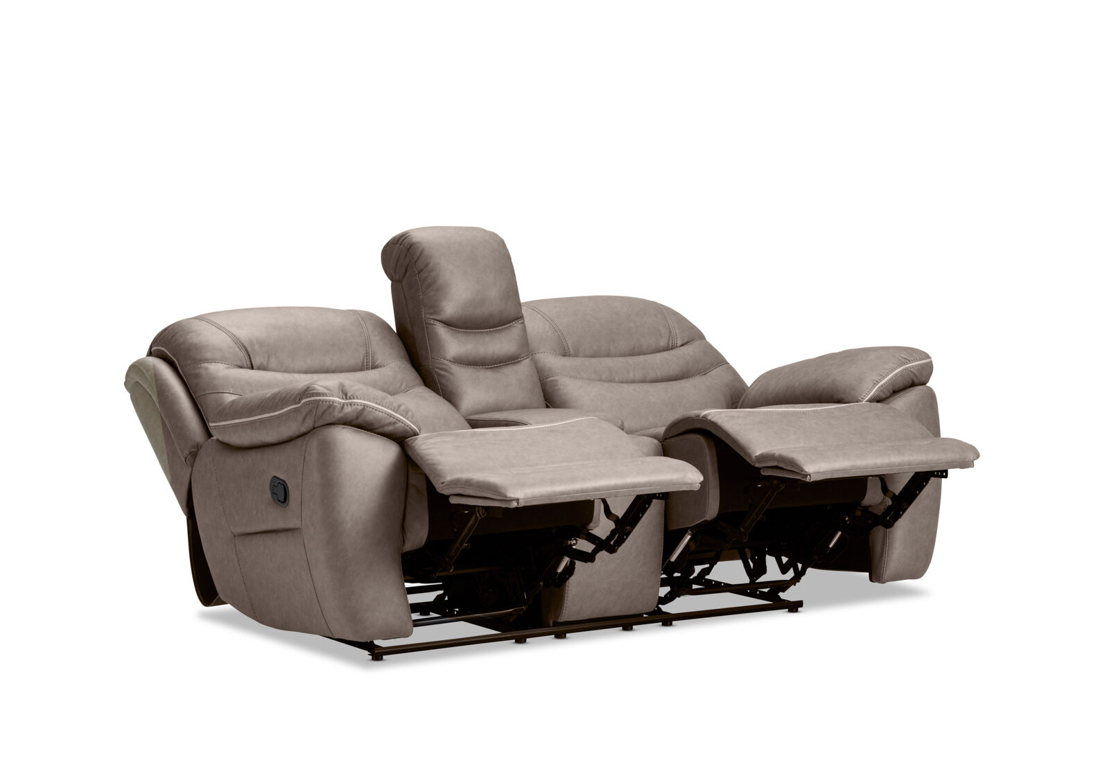 FEDERER FABRIC 2 SEATER WITH INBUILT RECLINERS AND CONSOLE GREY