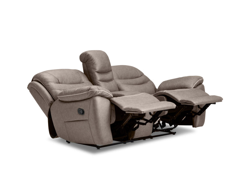 FEDERER FABRIC 2 SEATER WITH INBUILT RECLINERS AND CONSOLE GREY