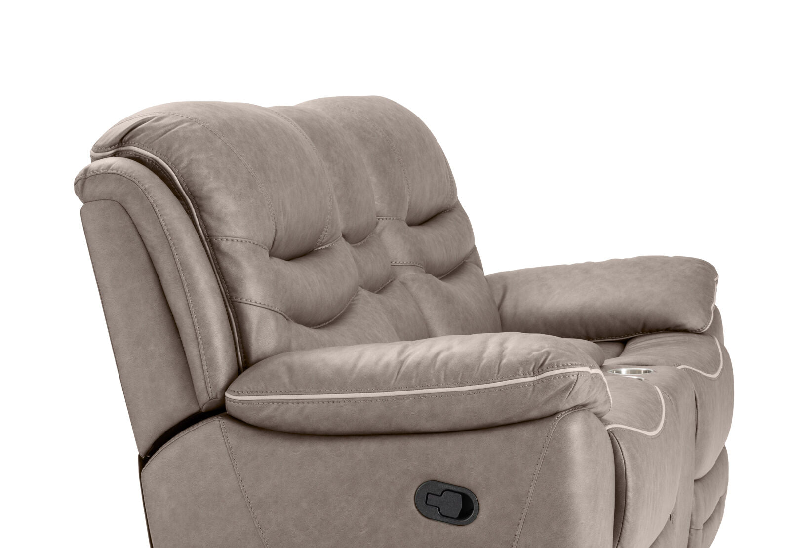 FEDERER FABRIC 2 SEATER WITH INBUILT RECLINERS AND CONSOLE GREY
