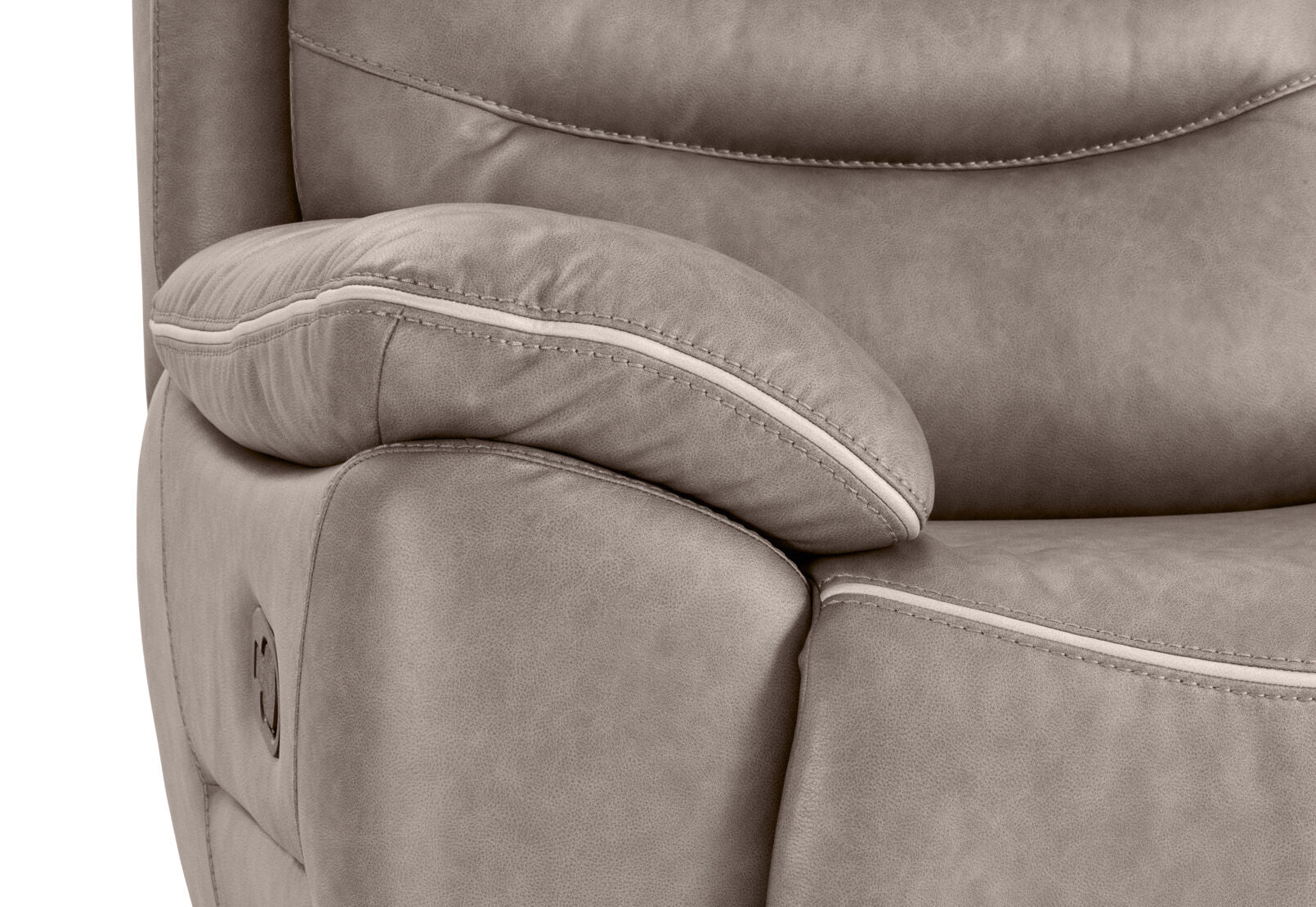 FEDERER FABRIC 2 SEATER WITH INBUILT RECLINERS AND CONSOLE GREY