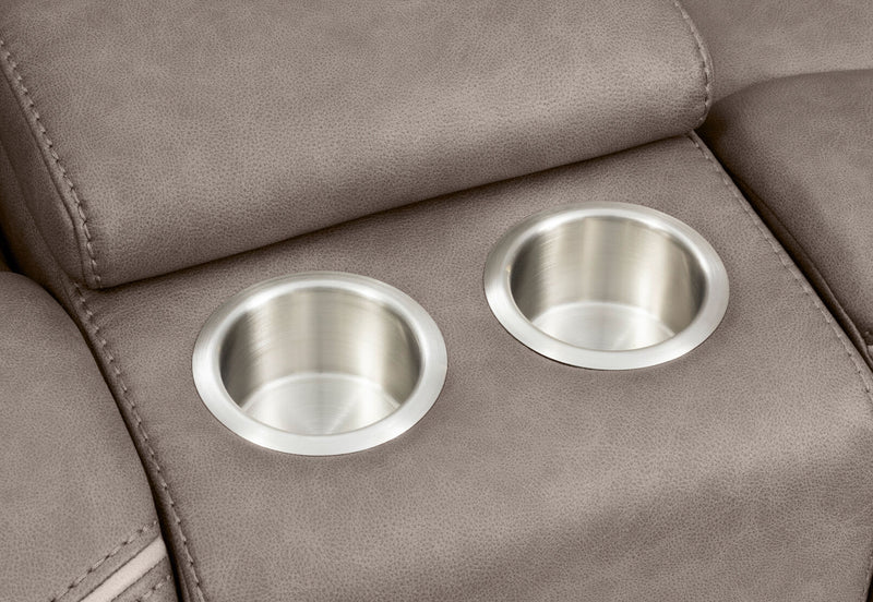 FEDERER FABRIC 2 SEATER WITH INBUILT RECLINERS AND CONSOLE GREY