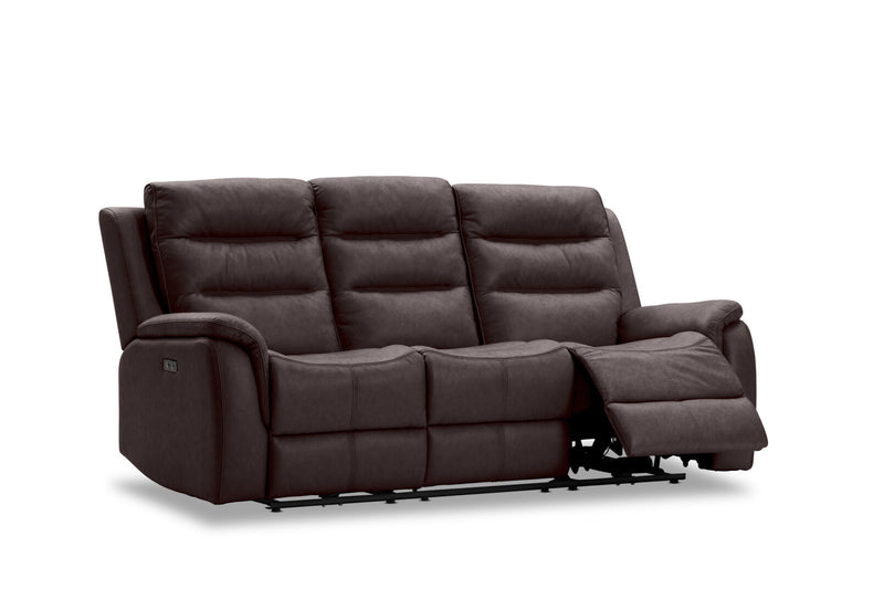 NADAL FABRIC 3 SEATER WITH ELECTRIC RECLINERS CHARCOAL