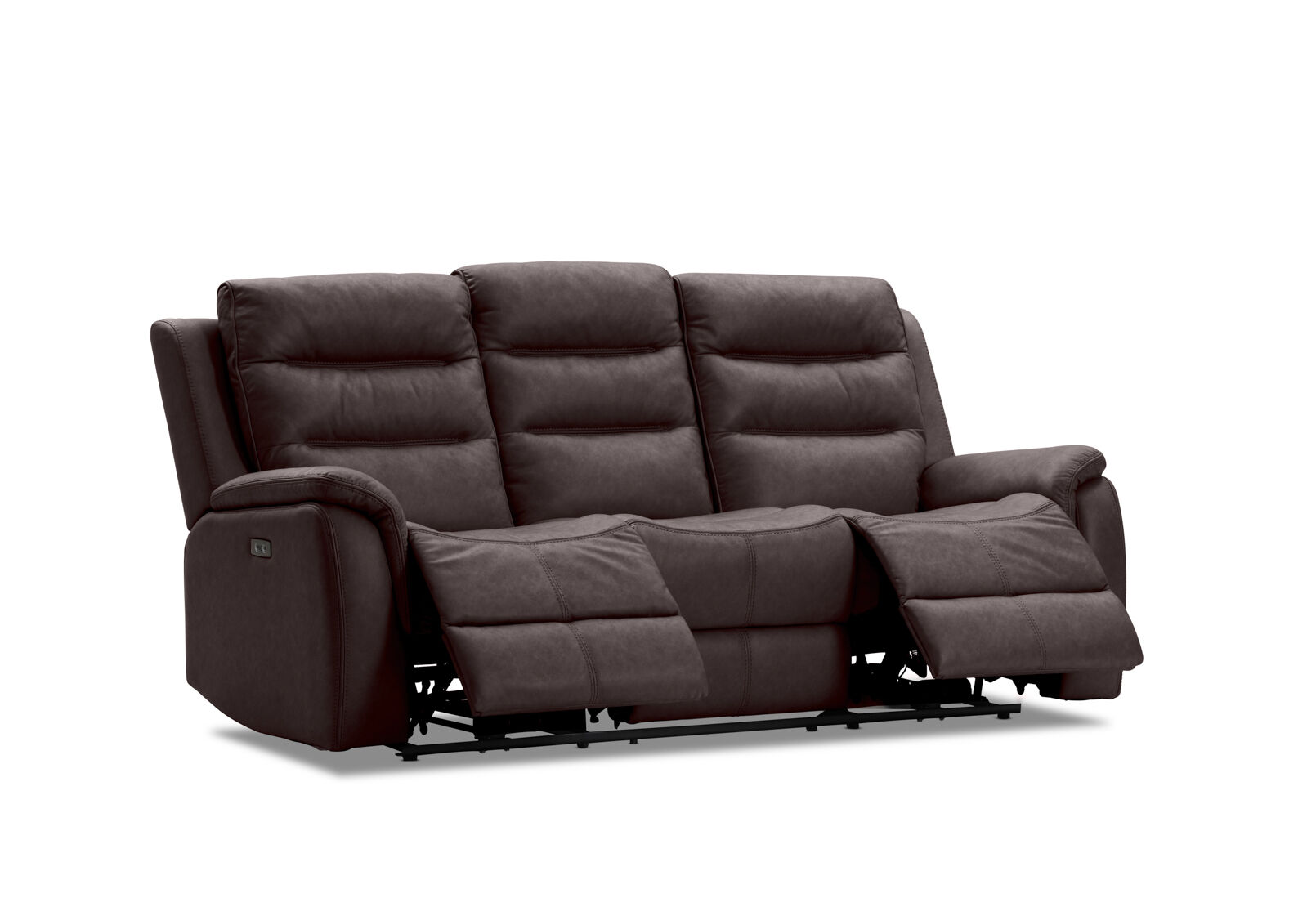 NADAL FABRIC 3 SEATER WITH ELECTRIC RECLINERS CHARCOAL