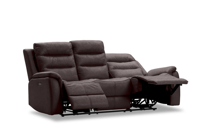 NADAL FABRIC 3 SEATER WITH ELECTRIC RECLINERS CHARCOAL
