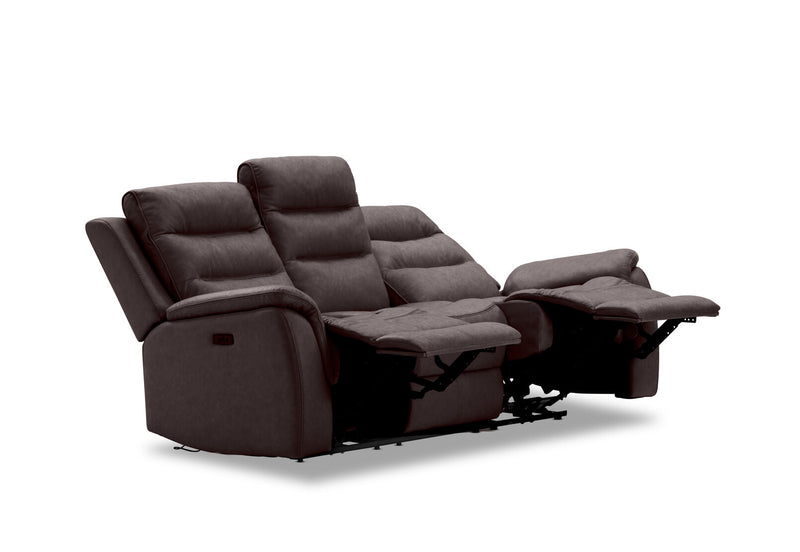 NADAL FABRIC 3 SEATER WITH ELECTRIC RECLINERS CHARCOAL