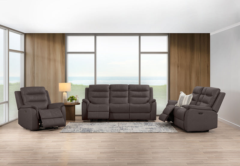 NADAL FABRIC 3 SEATER WITH ELECTRIC RECLINERS CHARCOAL