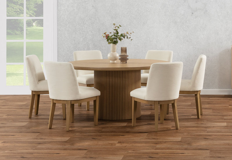 MIRAN 7 PIECE 1500 DINING SUITE WITH CORA DINING CHAIRS  NATURAL/BEIGE