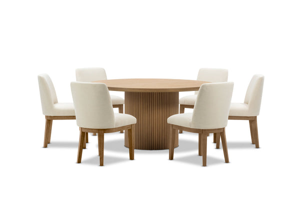 MIRAN 7 PIECE 1500 DINING SUITE WITH CORA DINING CHAIRS  NATURAL/BEIGE