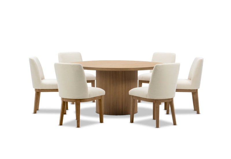 MIRAN 7 PIECE 1500 DINING SUITE WITH CORA DINING CHAIRS  NATURAL/BEIGE