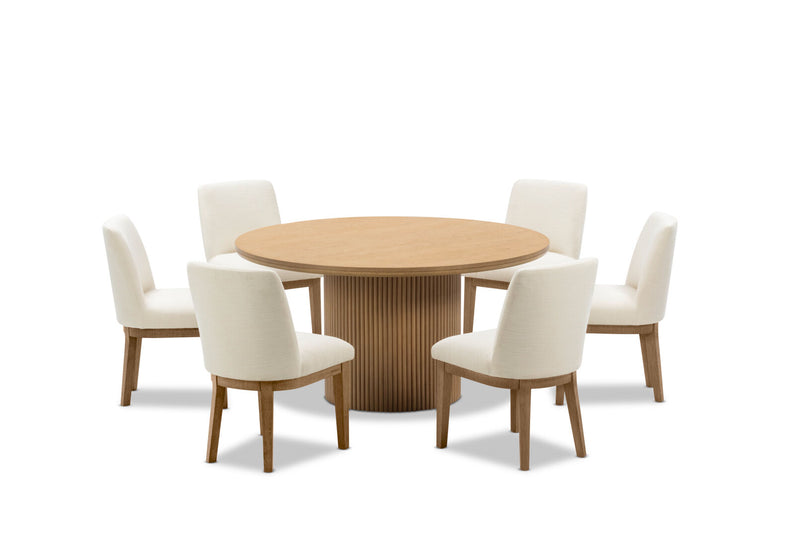 MIRAN 7 PIECE 1500 DINING SUITE WITH CORA DINING CHAIRS  NATURAL/BEIGE