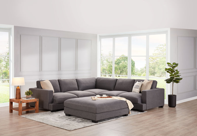 HANNES FABRIC OTTOMAN DARK GREY