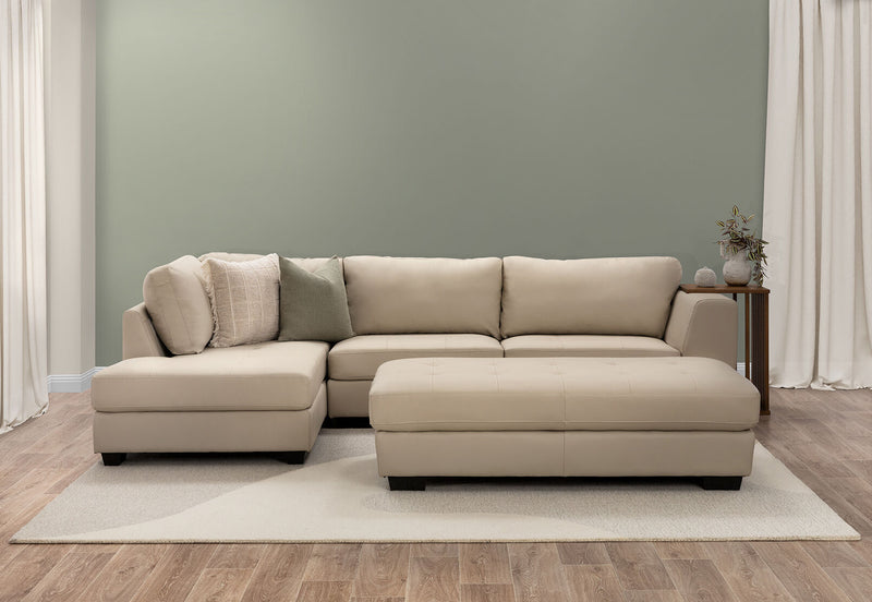 HAYWOOD LHF CORNER LOUNGE WITH OTTOMAN BEIGE