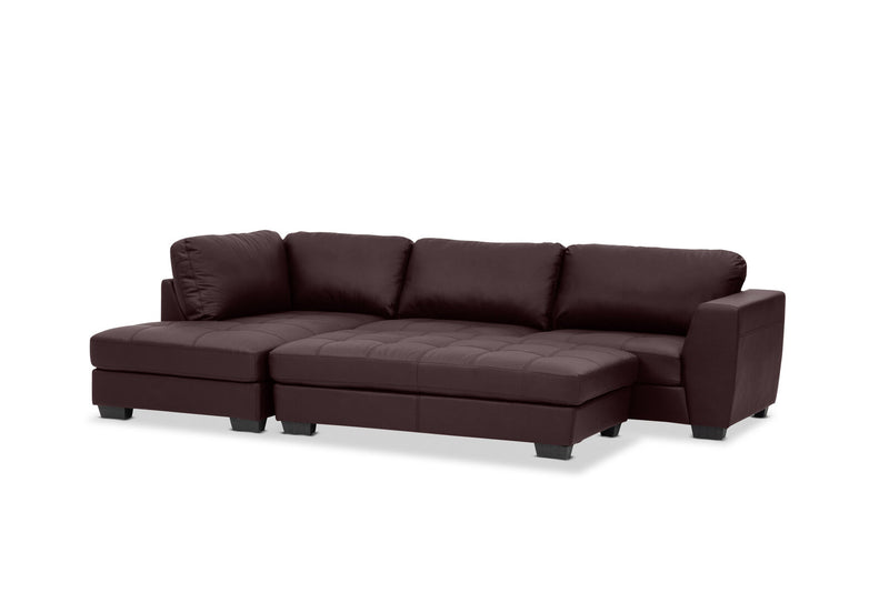 HAYWOOD LHF CORNER LOUNGE WITH OTTOMAN CHOCOLATE