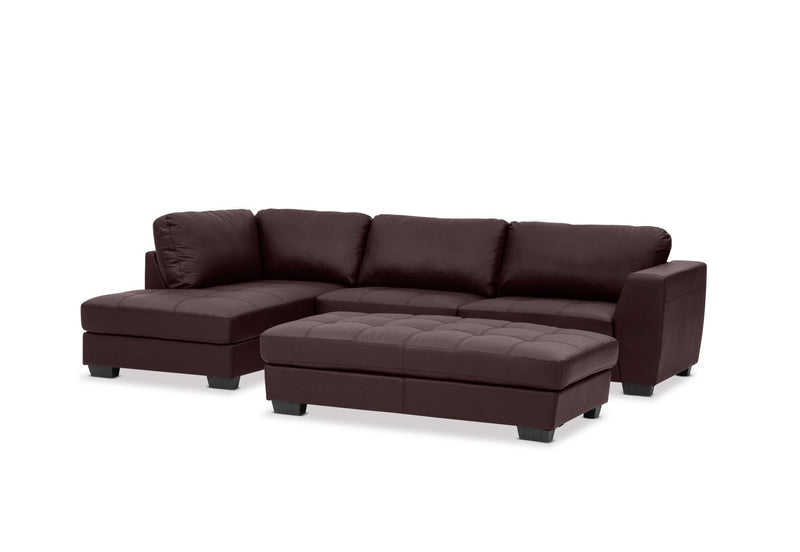 HAYWOOD LHF CORNER LOUNGE WITH OTTOMAN CHOCOLATE