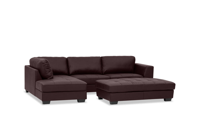 HAYWOOD LHF CORNER LOUNGE WITH OTTOMAN CHOCOLATE
