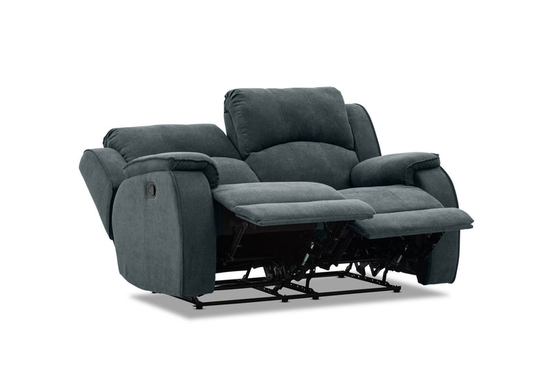 KAYDEN FABRIC 2 SEATER WITH RECLINERS DARK GREY