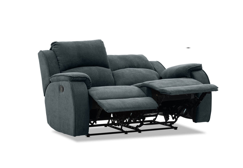 KAYDEN FABRIC 2 SEATER WITH RECLINERS DARK GREY