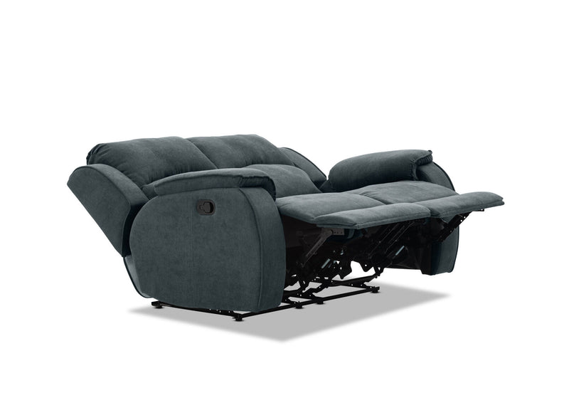 KAYDEN FABRIC 2 SEATER WITH RECLINERS DARK GREY