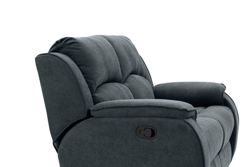 KAYDEN FABRIC 2 SEATER WITH RECLINERS DARK GREY