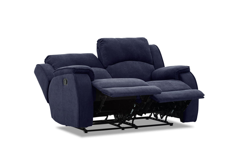 KAYDEN FABRIC 2 SEATER WITH RECLINERS NAVY