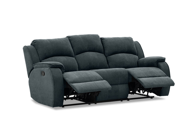 KAYDEN FABRIC 3 SEATER WITH RECLINERS DARK GREY