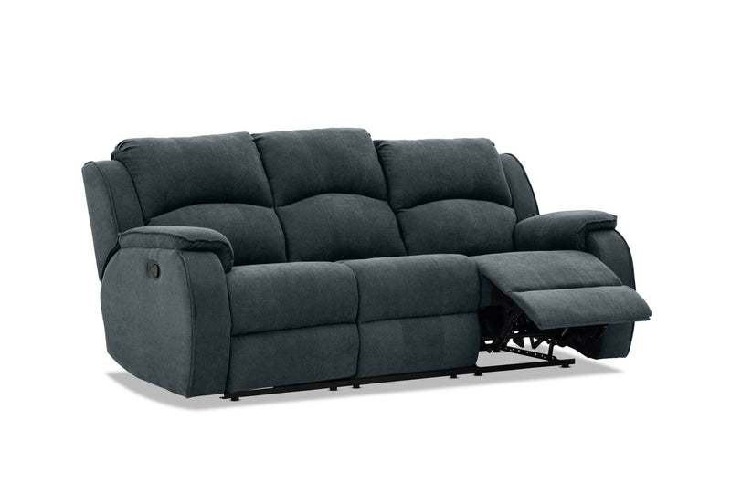 KAYDEN FABRIC 3 SEATER WITH RECLINERS DARK GREY