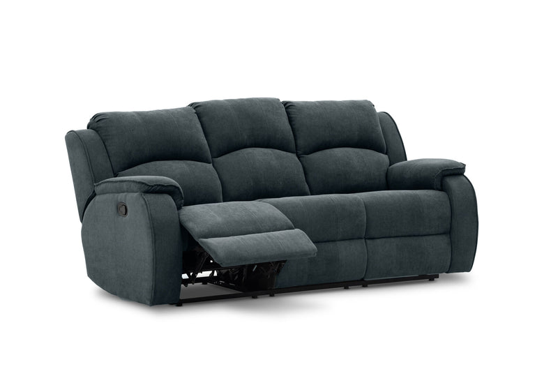 KAYDEN FABRIC 3 SEATER WITH RECLINERS DARK GREY