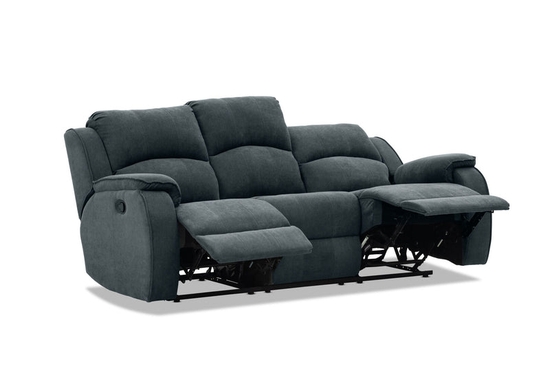 KAYDEN FABRIC 3 SEATER WITH RECLINERS DARK GREY