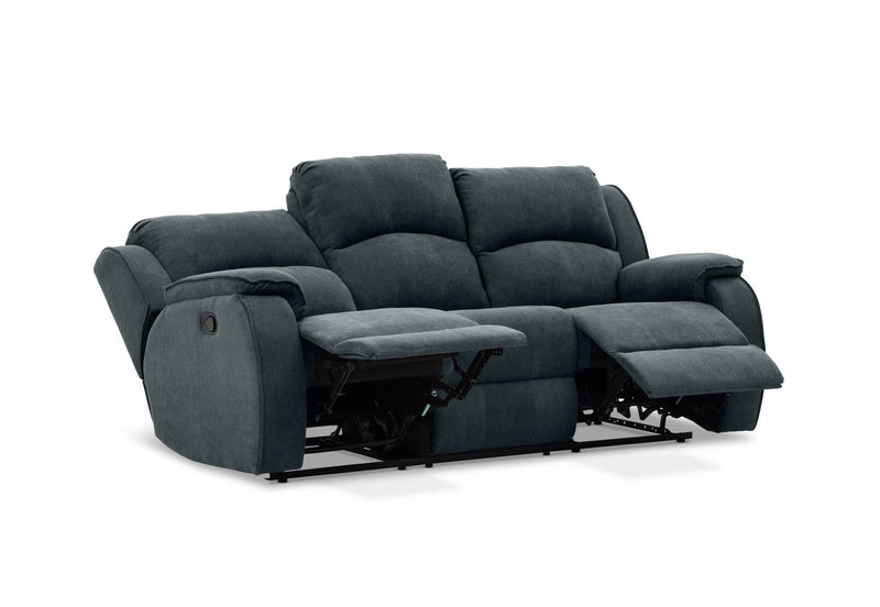 KAYDEN FABRIC 3 SEATER WITH RECLINERS DARK GREY